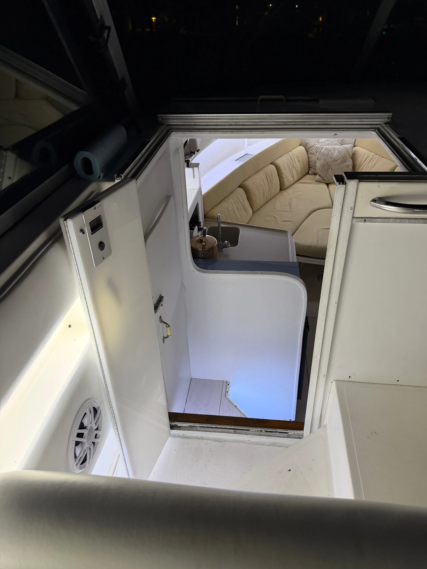 Cabin entry and stairs below deck