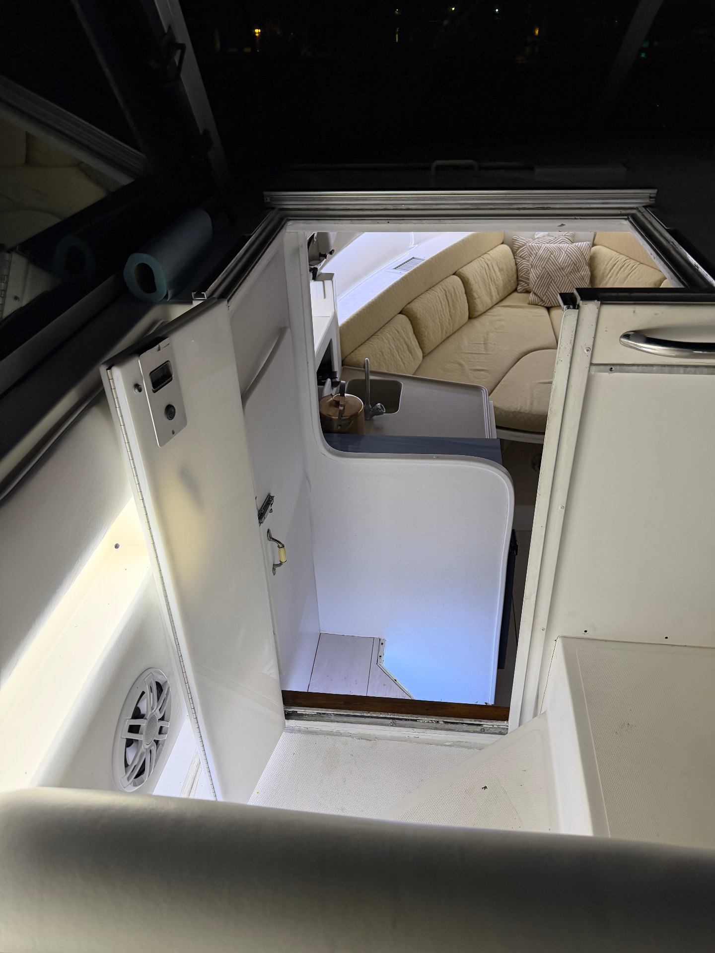 Cabin entry and stairs below deck