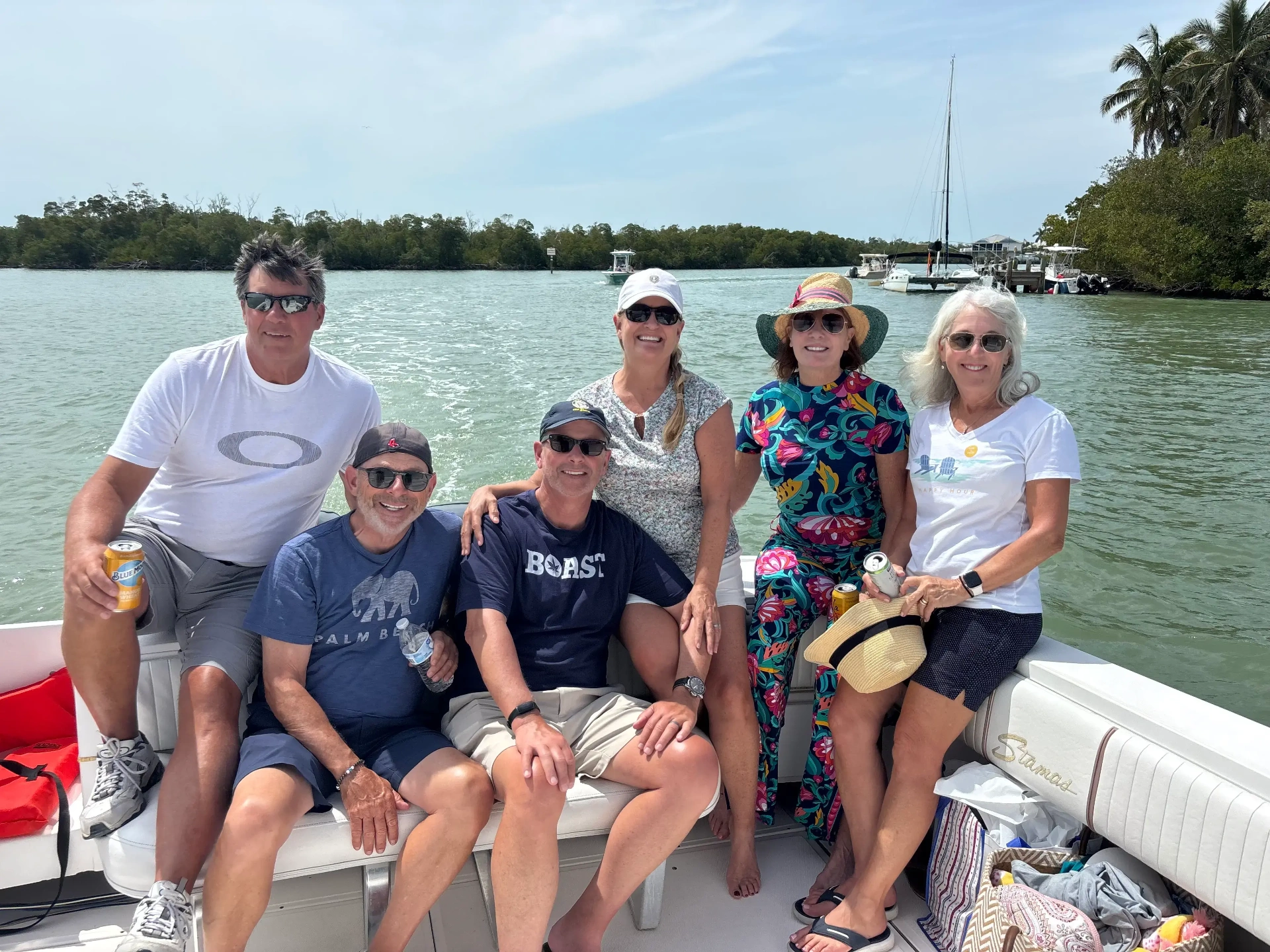 Group celebration on the water
