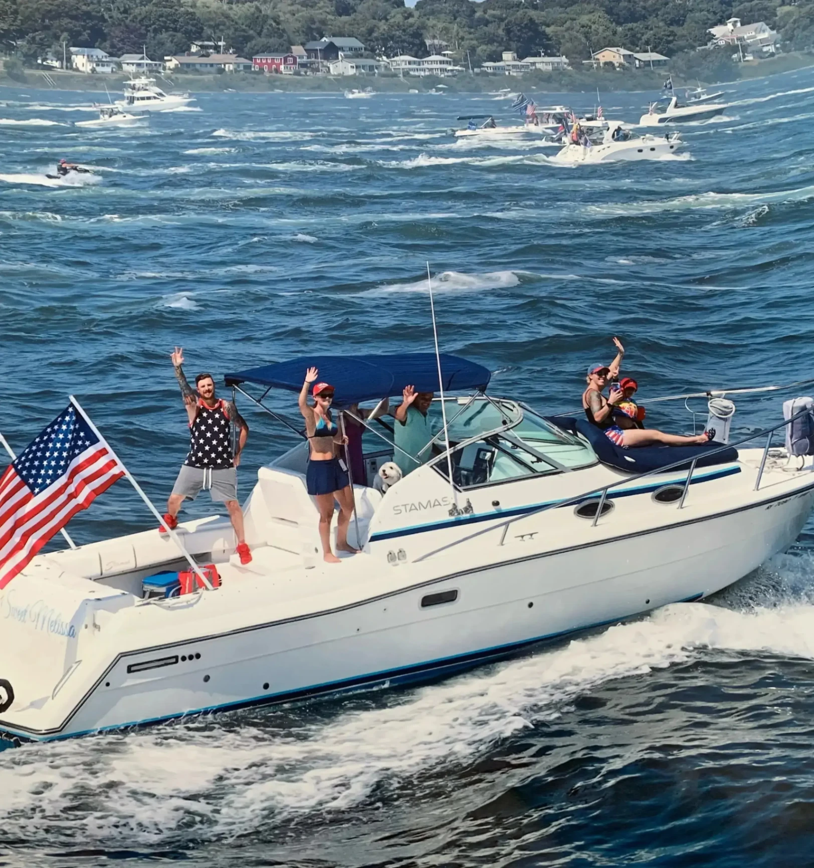 Sweet Melissa yacht with guests enjoying the water